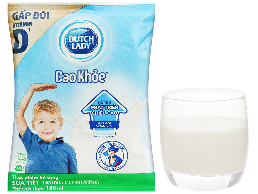 Thùng 24 bịch sữa tiệt trùng có đường Dutch Lady Cao Khoẻ 180ml 10