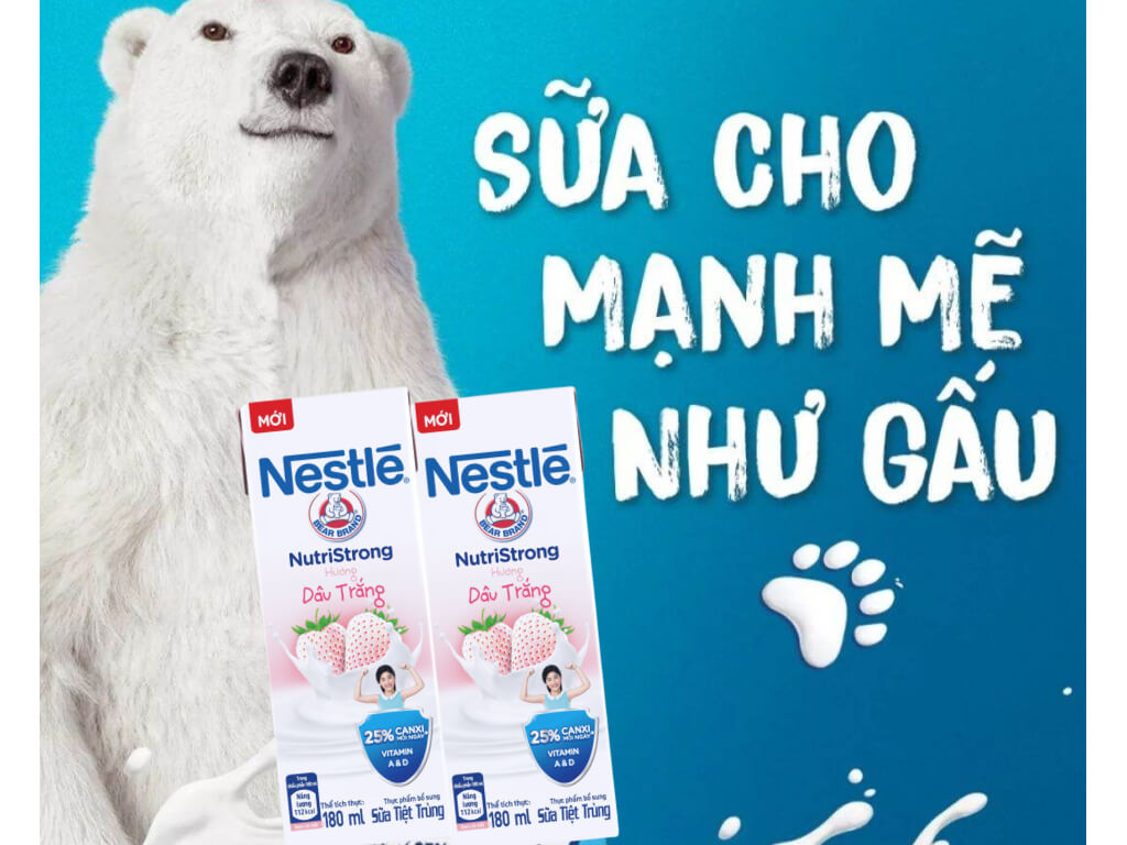 Lốc 4 hộp sữa tiệt trùng hương dâu trắng Nestlé NutriStrong 180ml 2