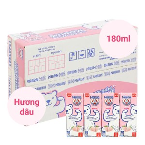 Thùng 48 hộp sữa tiệt trùng hương dâu trắng Nestlé NutriStrong 180ml