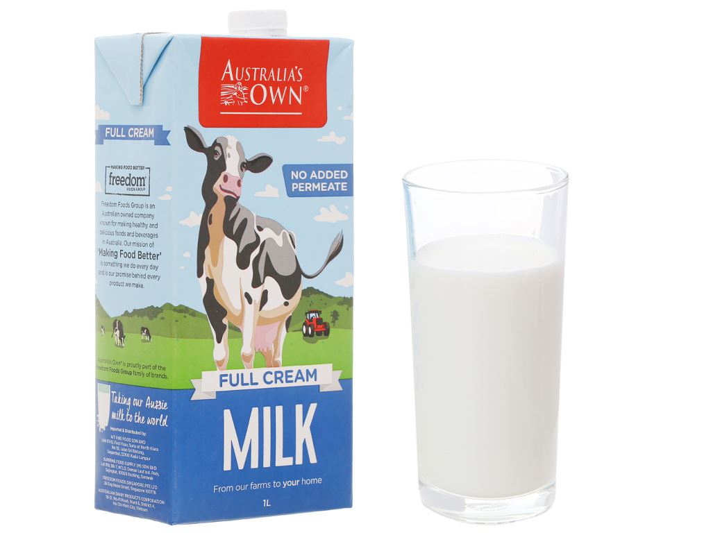 Sữa tươi nguyên kem không đường Australia's Own hộp 1 lít 10