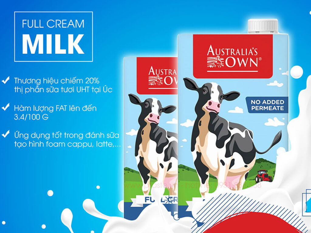 Thùng 12 hộp sữa tươi nguyên kem không đường Australia's Own 1 lít 2