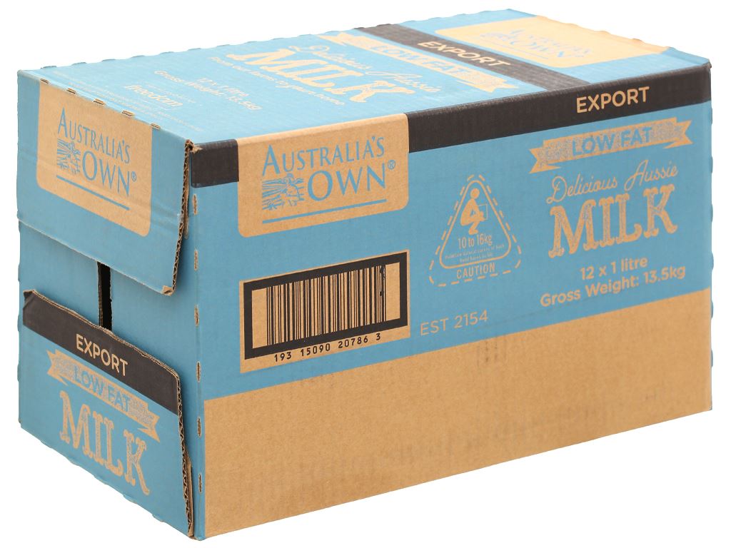 Thùng 12 hộp sữa tươi ít béo Australia's Own 1 lít 1