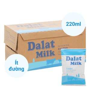 Thùng 48 bịch sữa tươi tiệt trùng ít đường Dalat Milk 220ml