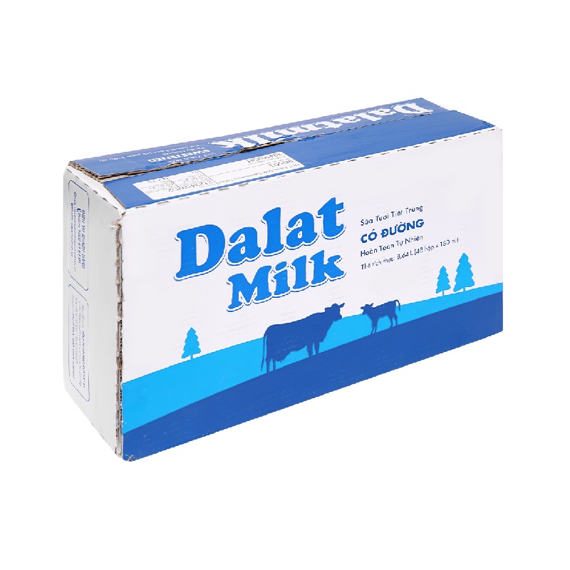 Thùng 48 hộp sữa tươi tiệt trùng có đường Dalat Milk 180ml - 1