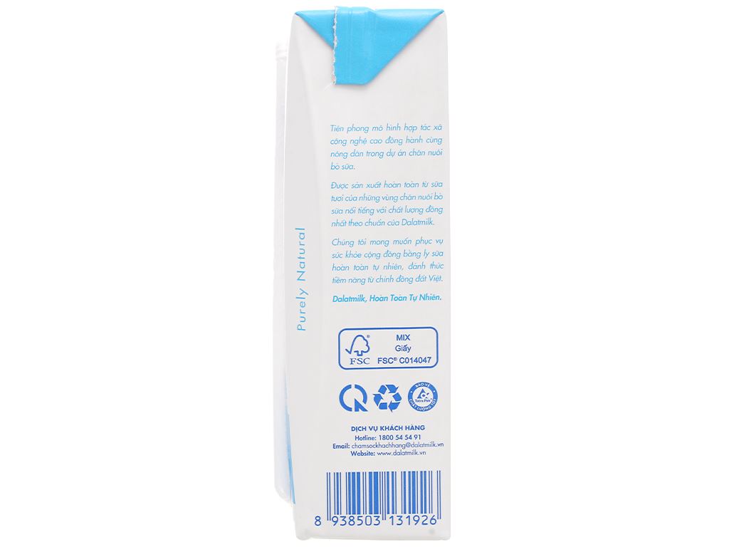 Lốc 4 hộp sữa tươi tiệt trùng ít đường Dalat Milk 180ml 4