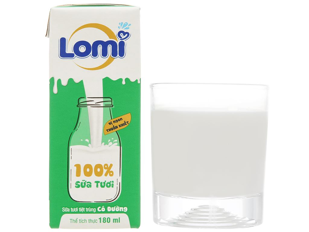 Thùng 48 hộp sữa tươi có đường Lomi 180ml 8