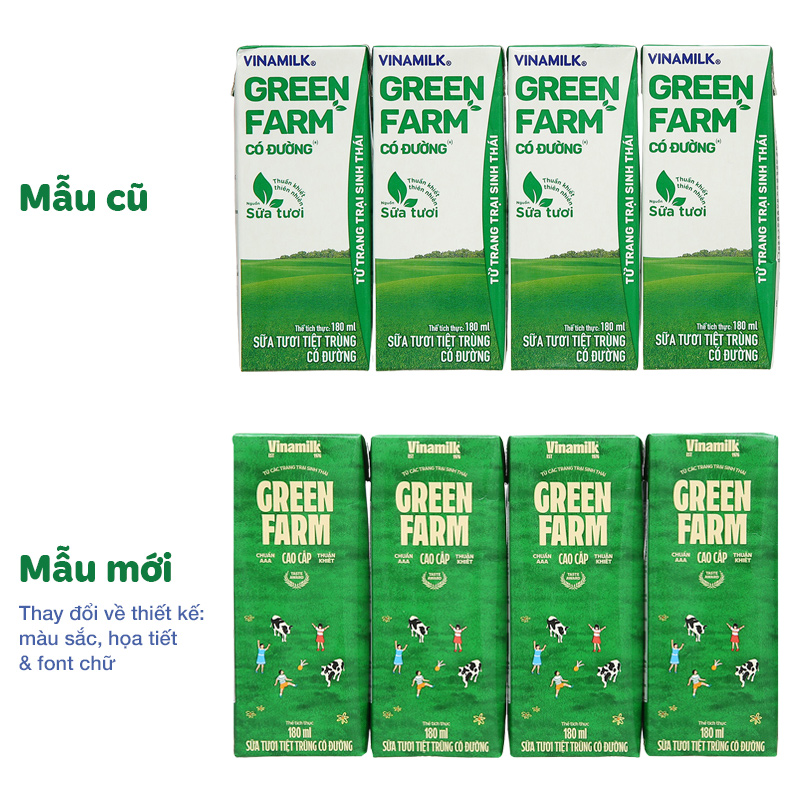 Thùng 48 hộp sữa tươi Vinamilk Green Farm có đường 180 ml (từ 1 tuổi) 14