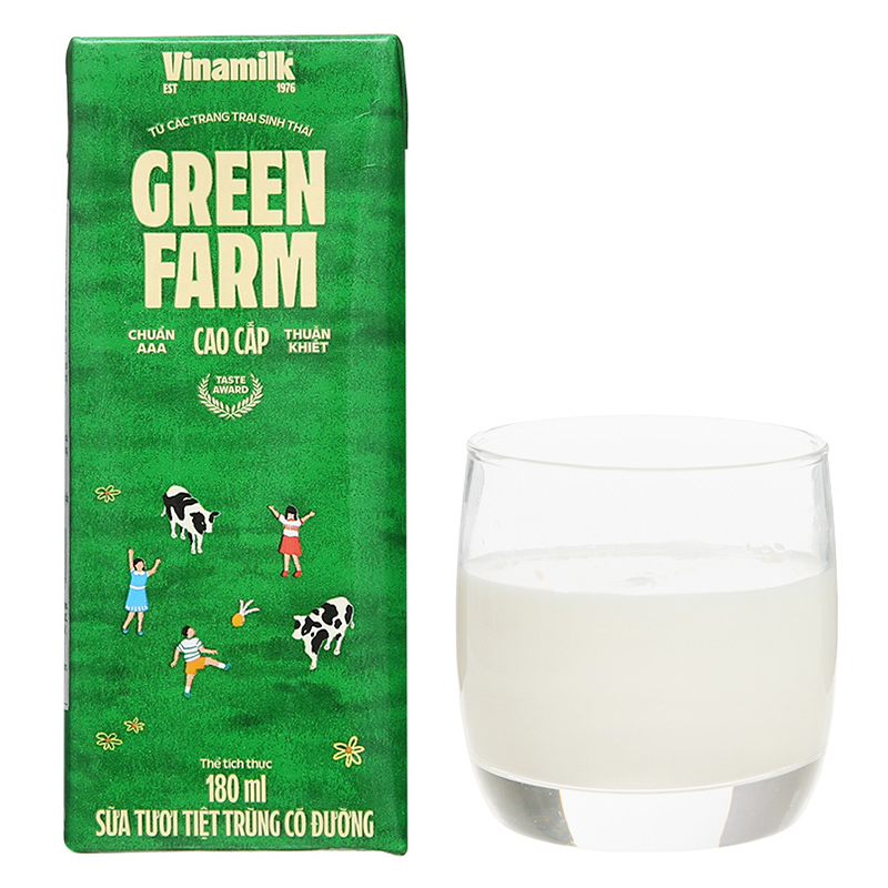 Thùng 48 hộp sữa tươi Vinamilk Green Farm có đường 180 ml (từ 1 tuổi) 20