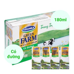 Thùng 48 hộp sữa tươi tiệt trùng có đường Vinamilk Green Farm 180ml