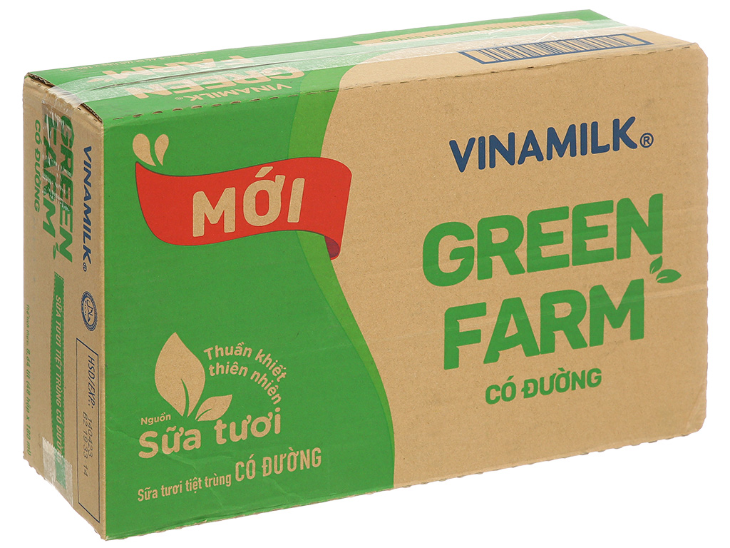 Thùng 48 hộp sữa tươi tiệt trùng có đường Vinamilk Green Farm 180ml 2