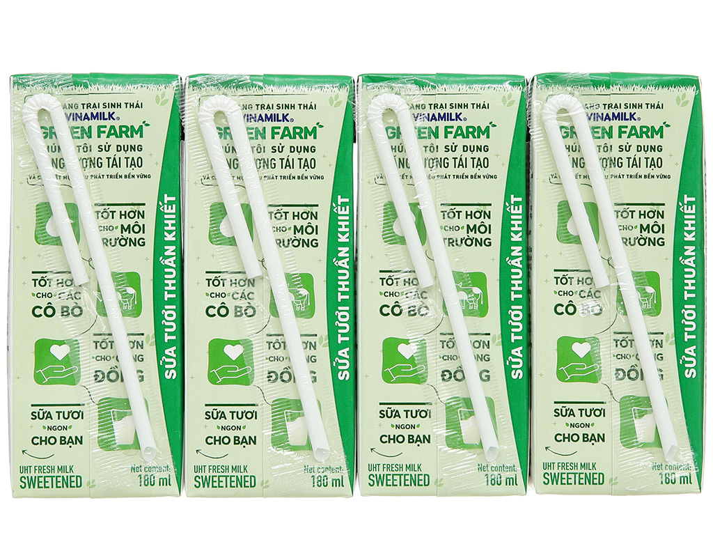 Thùng 48 hộp sữa tươi tiệt trùng có đường Vinamilk Green Farm 180ml 4