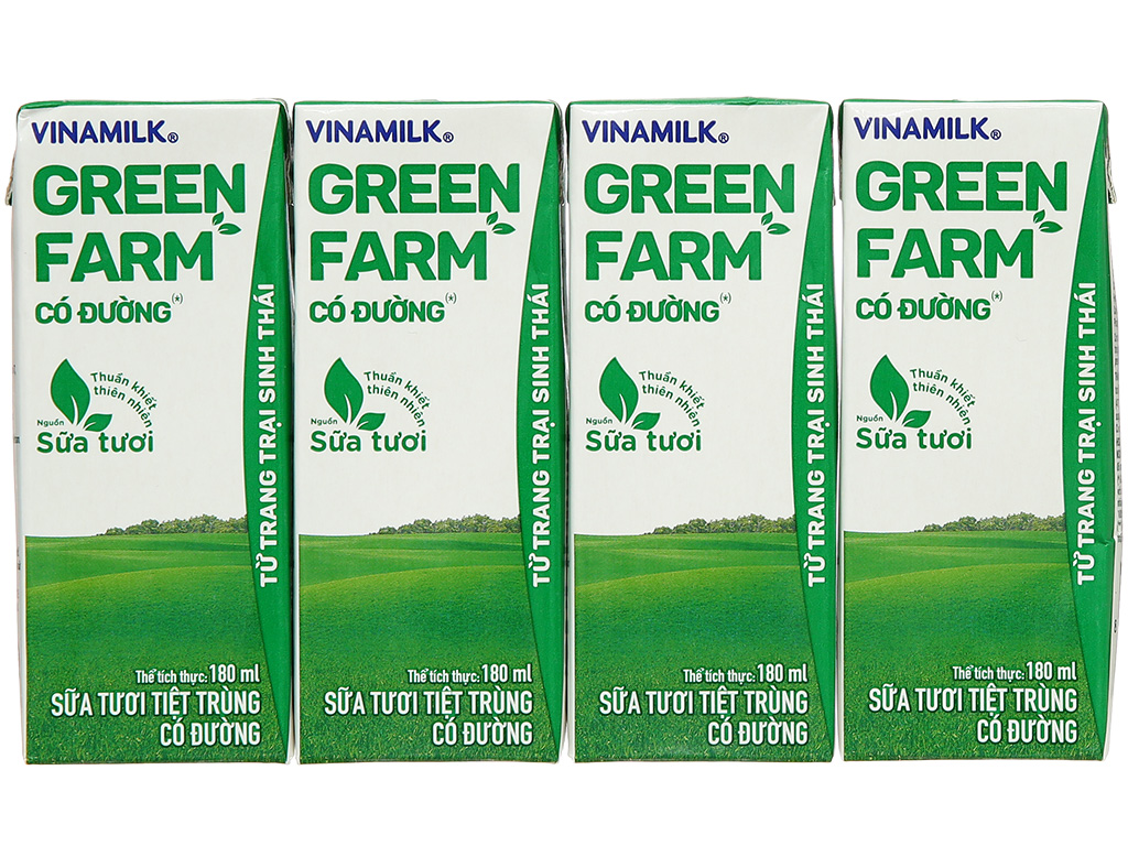 Thùng 48 hộp sữa tươi tiệt trùng có đường Vinamilk Green Farm 180ml 5