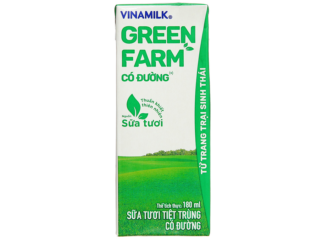 Thùng 48 hộp sữa tươi tiệt trùng có đường Vinamilk Green Farm 180ml 6