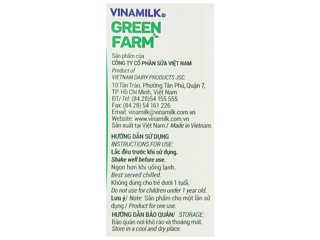 Thùng 48 hộp sữa tươi tiệt trùng có đường Vinamilk Green Farm 180ml 10