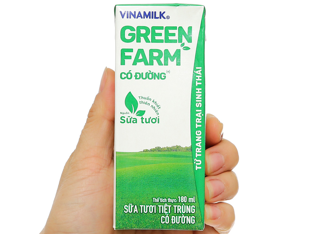 Thùng 48 hộp sữa tươi tiệt trùng có đường Vinamilk Green Farm 180ml 13