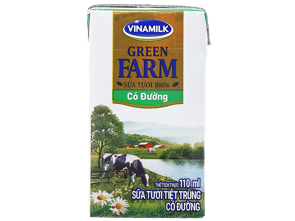 Sữa tươi tiệt trùng có đường Vinamilk Green Farm hộp 110ml - AVAKids.com