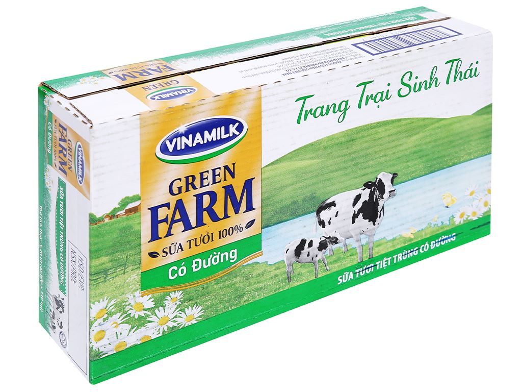 Thùng 48 hộp sữa tươi tiệt trùng có đường Vinamilk Green Farm 110ml 1