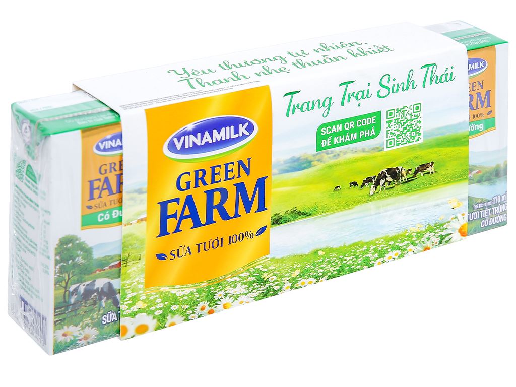 Thùng 48 hộp sữa tươi tiệt trùng có đường Vinamilk Green Farm 110ml 3