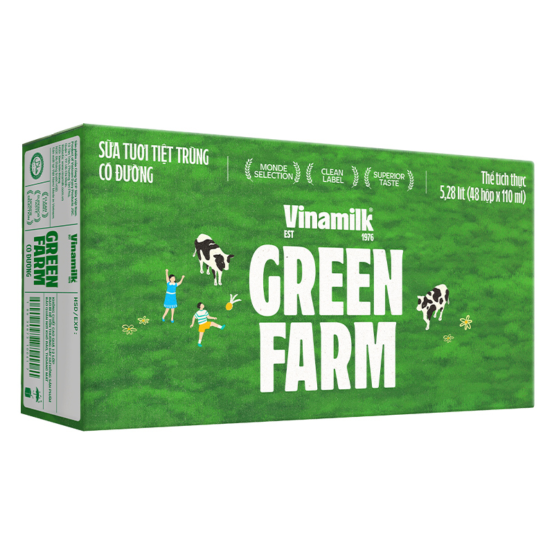 Lốc 4 hộp sữa tươi tiệt trùng Vinamilk Green Farm có đường 110 ml (từ 1 tuổi) 10
