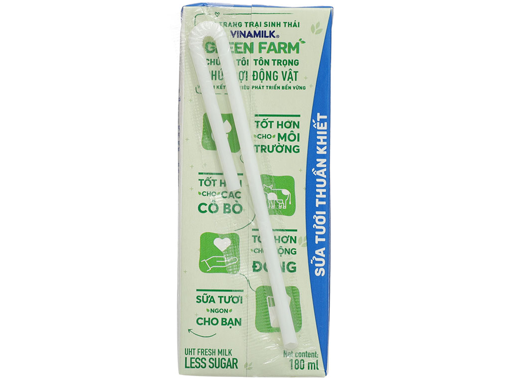Lốc 4 hộp sữa tươi tiệt trùng ít đường Vinamilk Green Farm 180ml 7