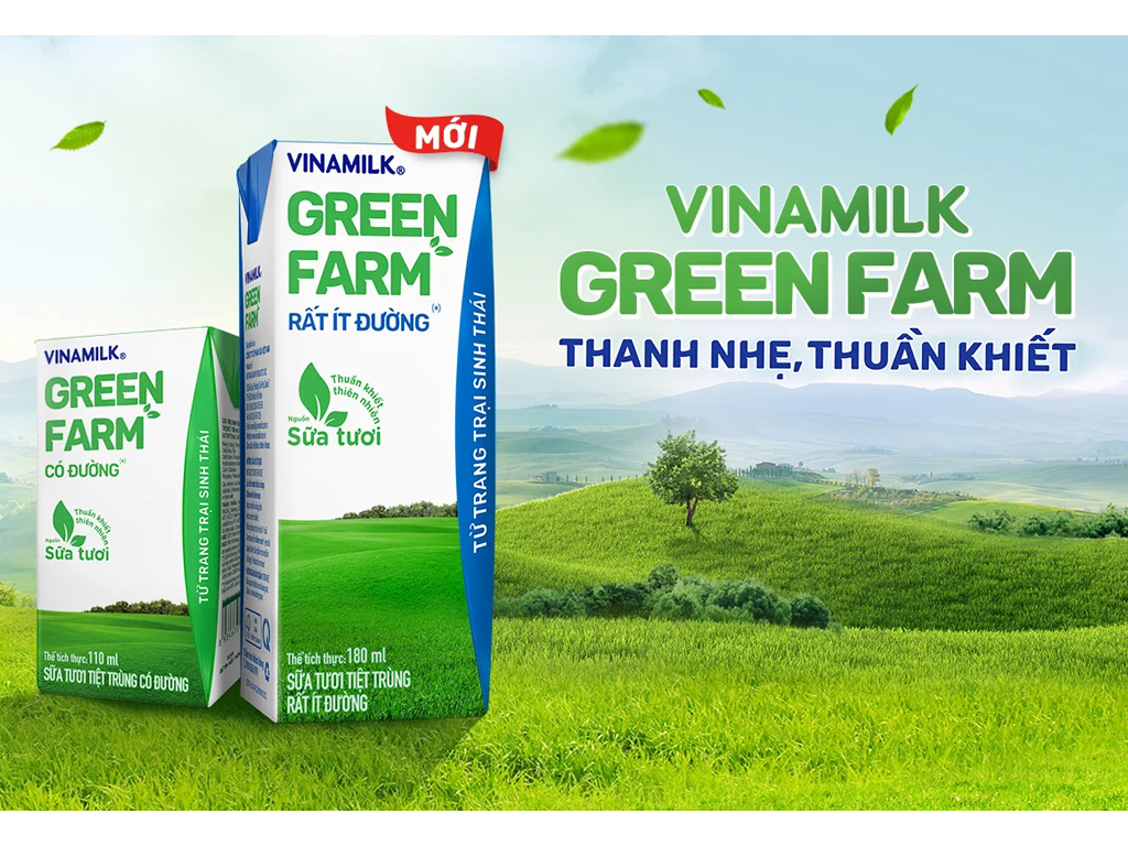 Lốc 4 hộp sữa tươi tiệt trùng ít đường Vinamilk Green Farm 180ml 2