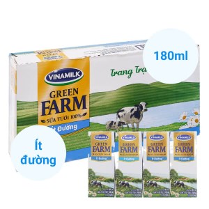 Thùng 48 hộp sữa tươi tiệt trùng ít đường Vinamilk Green Farm 180ml