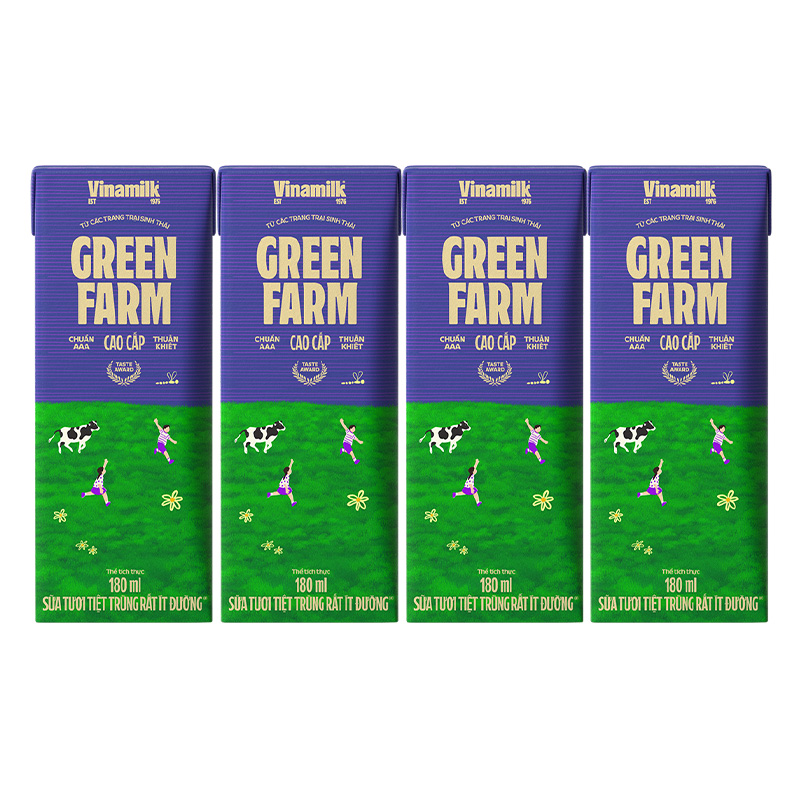 Thùng 48 hộp sữa tươi tiệt trùng Vinamilk Green Farm rất ít đường