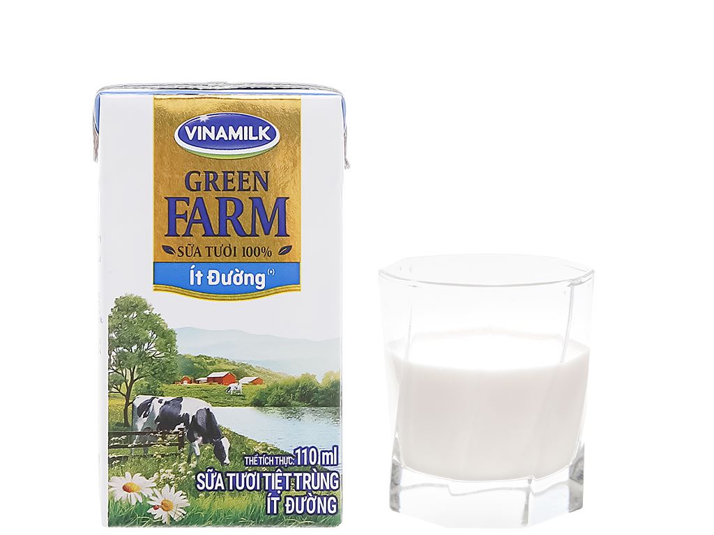 Lốc 4 hộp sữa tươi tiệt trùng ít đường Vinamilk Green Farm 110ml 9