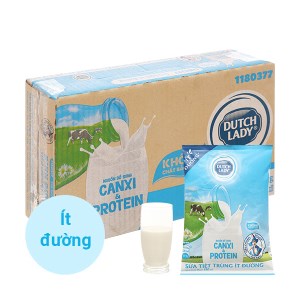 Thùng 24 bịch sữa tươi tiệt trùng ít đường Dutch Lady Canxi & Protein 180ml