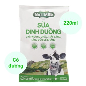 Sữa dinh dưỡng có đường Nutimilk bịch 220ml