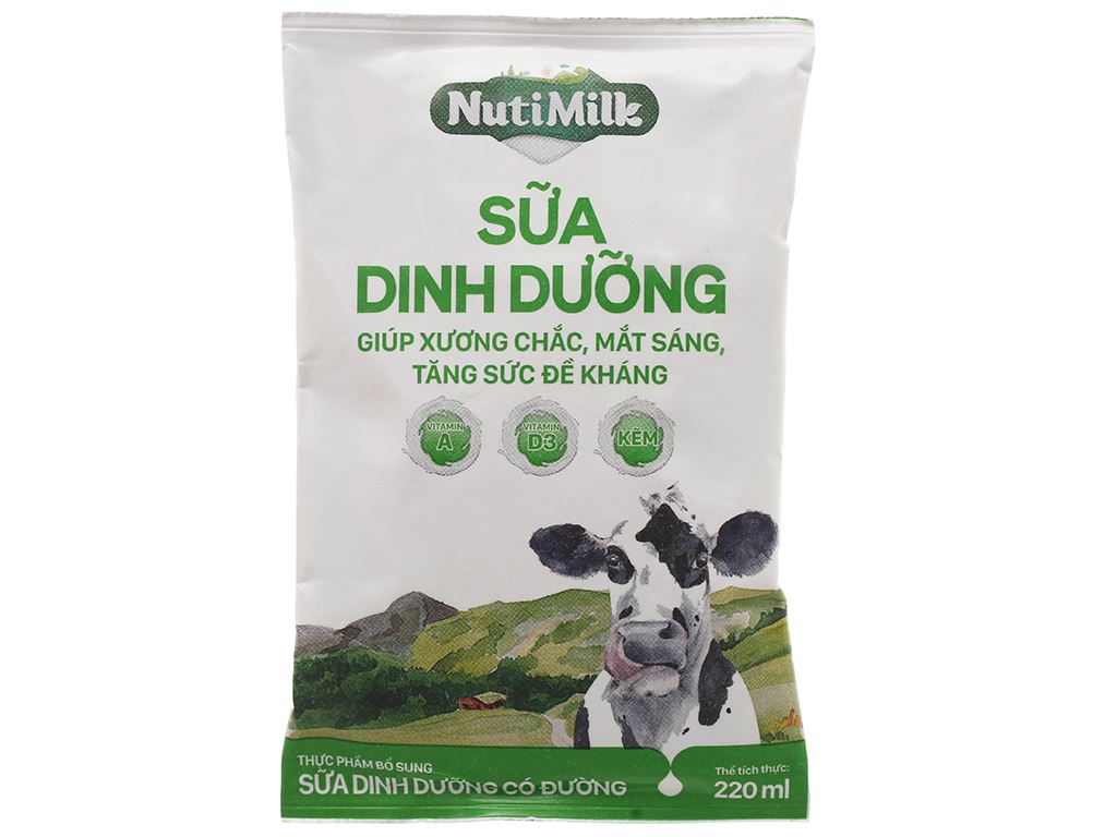 Thùng 48 bịch sữa dinh dưỡng có đường Nutimilk 220ml 3
