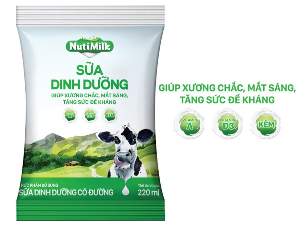 Thùng 48 bịch sữa dinh dưỡng có đường Nutimilk 220ml 2