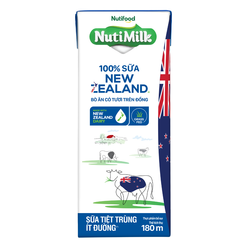 Thùng 48 hộp sữa tiệt trùng Nutimilk New Zealand ít đường 180 ml (từ 1 tuổi) 15