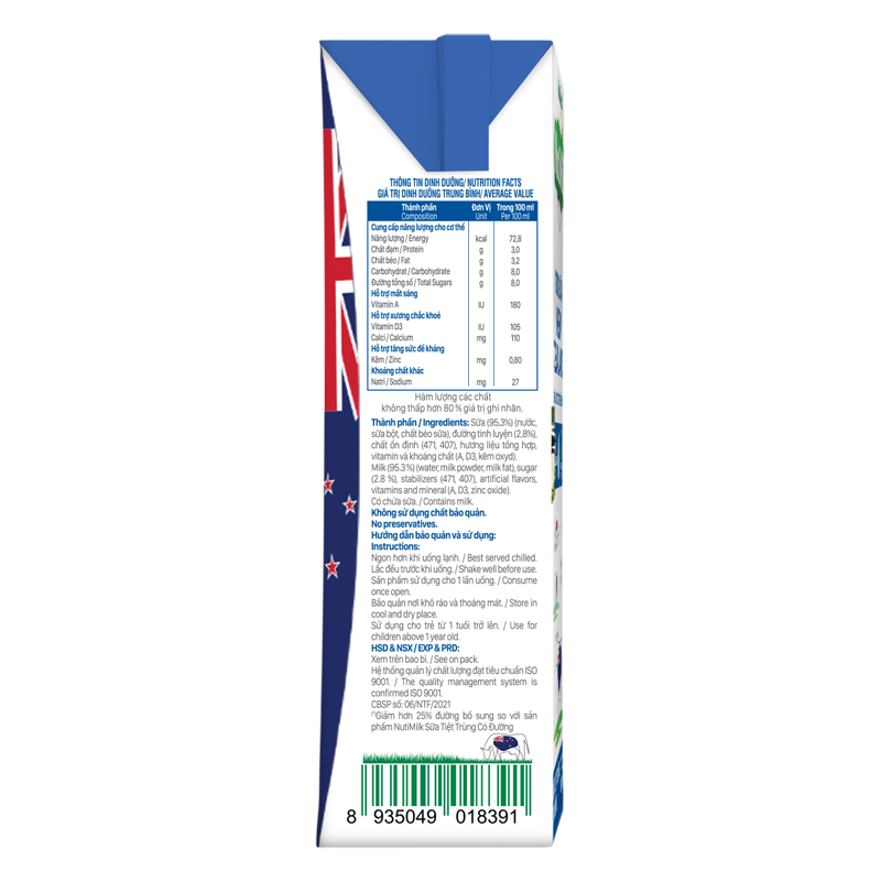 Thùng 48 hộp sữa tiệt trùng Nutimilk New Zealand ít đường 180 ml (từ 1 tuổi) 17
