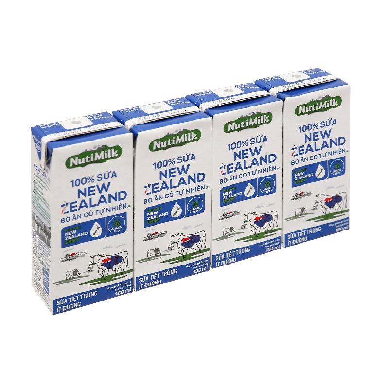 Thùng 48 hộp sữa tiệt trùng Nutimilk New Zealand ít đường 180 ml (từ 1 tuổi)