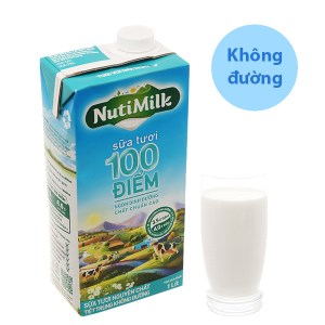 Sữa tươi tiệt trùng không đường Nutimilk 100 điểm hộp 1 lít