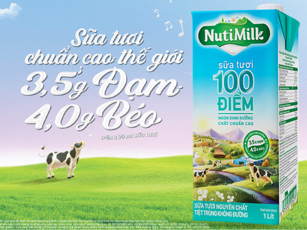 Thùng 12 hộp sữa tươi tiệt trùng không đường Nutimilk 100 điểm 1 lít 2
