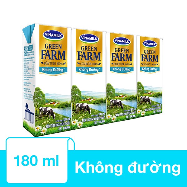 Thùng 48 hộp sữa tươi tiệt trùng Vinamilk Green Farm không đường 180 ml (từ 1 tuổi) - Mẫu cũ - AVAKids.com