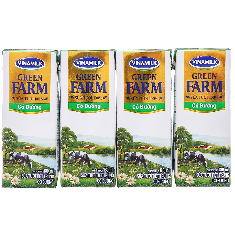 Sữa tươi tiệt trùng không đường Vinamilk Green Farm 180ml - AVAKids.com