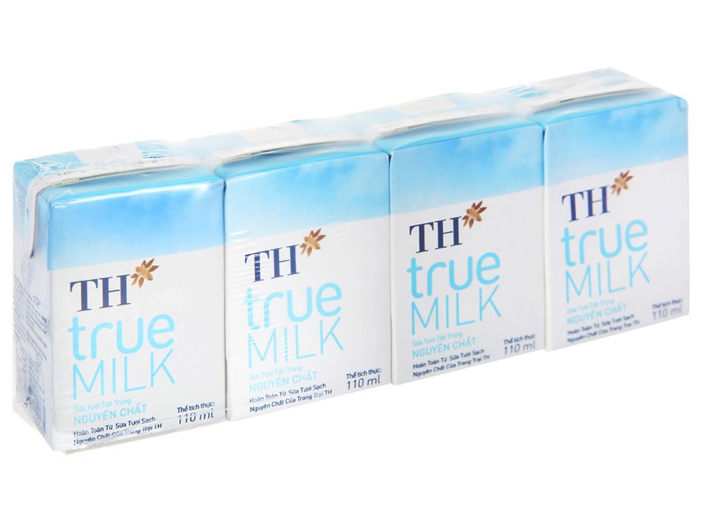 4 hộp sữa nguyên chất TH true MILK 110ml tại Bách hóa XANH