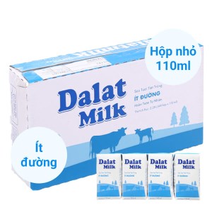 Thùng 48 hộp sữa tươi tiệt trùng Dalat Milk ít đường 110ml