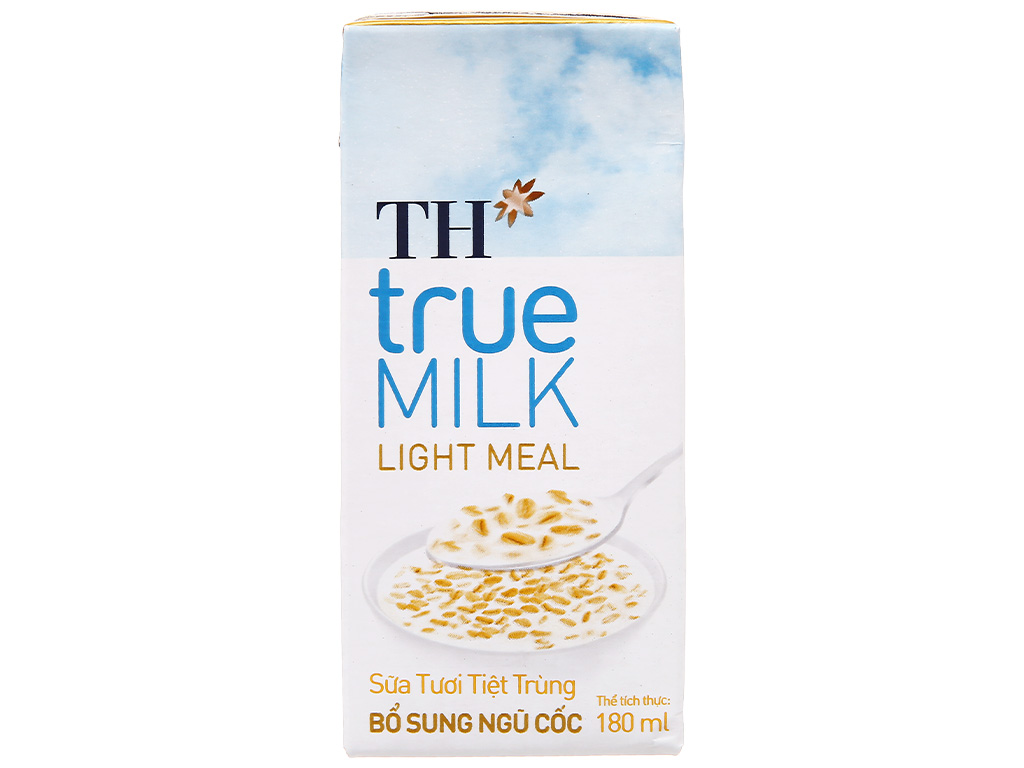 Lốc 4 hộp sữa tươi tiệt trùng TH true MILK ngũ cốc Light Meal 180ml 4