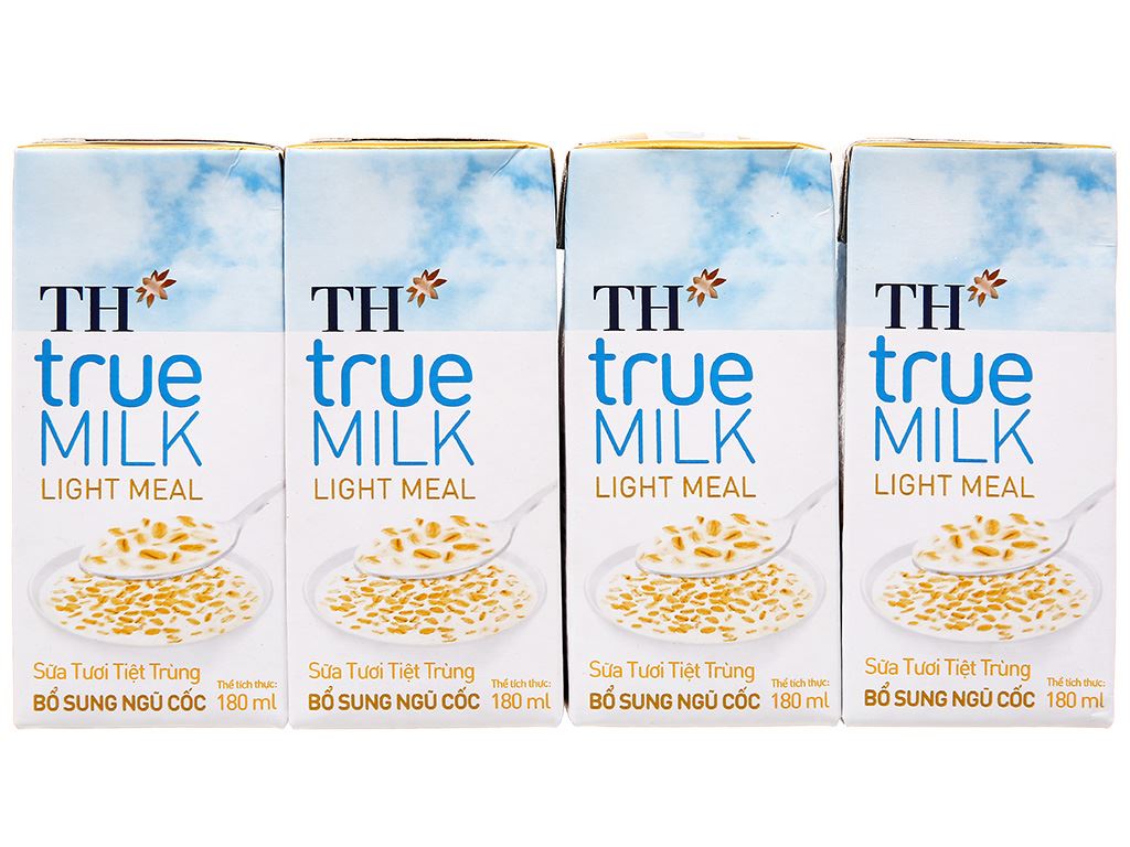 Thùng 48 hộp sữa tươi tiệt trùng TH true MILK ngũ cốc Light Meal 180ml 4