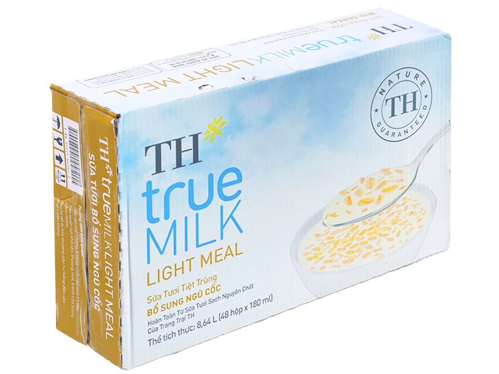 Thùng 48 hộp sữa tươi tiệt trùng TH true MILK ngũ cốc Light Meal 180ml 1