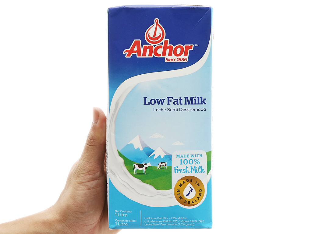Thùng 12 hộp sữa tươi tiệt trùng ít béo Anchor 1 lít 9