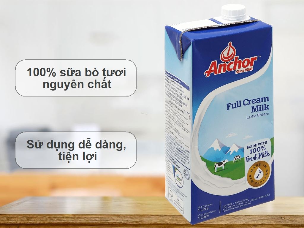 Thùng 12 hộp sữa tươi tiệt trùng nguyên kem Anchor 1 lít 2