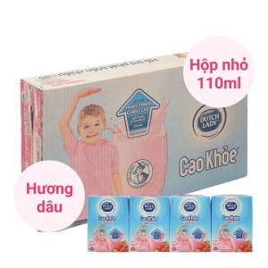 Thùng 48 hộp sữa tươi tiệt trùng dâu Dutch Lady Cao Khoẻ 110ml