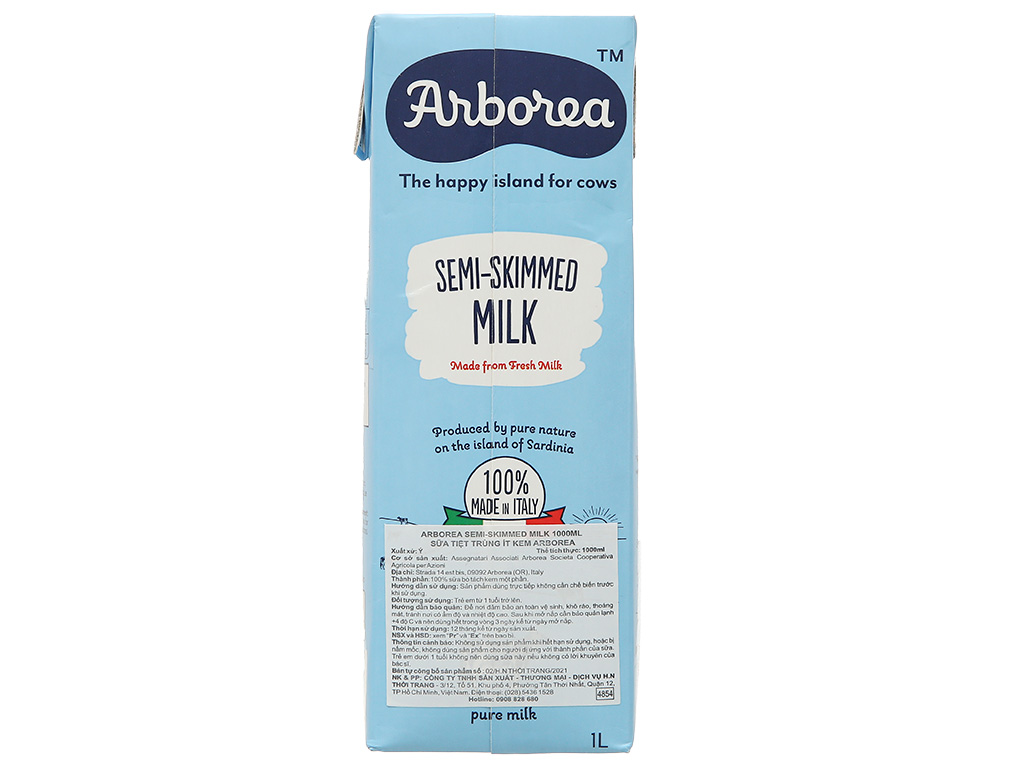 Sữa tươi tiệt trùng Arborea ít kem hộp 1 lít 4