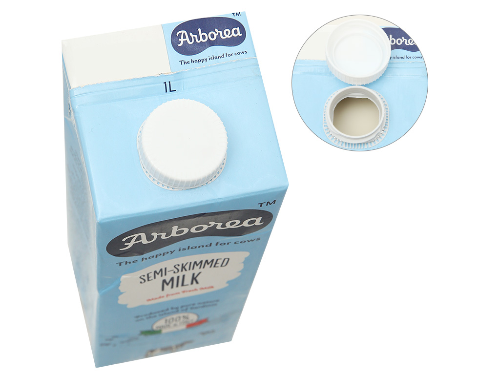 Sữa tươi tiệt trùng Arborea ít kem hộp 1 lít 7