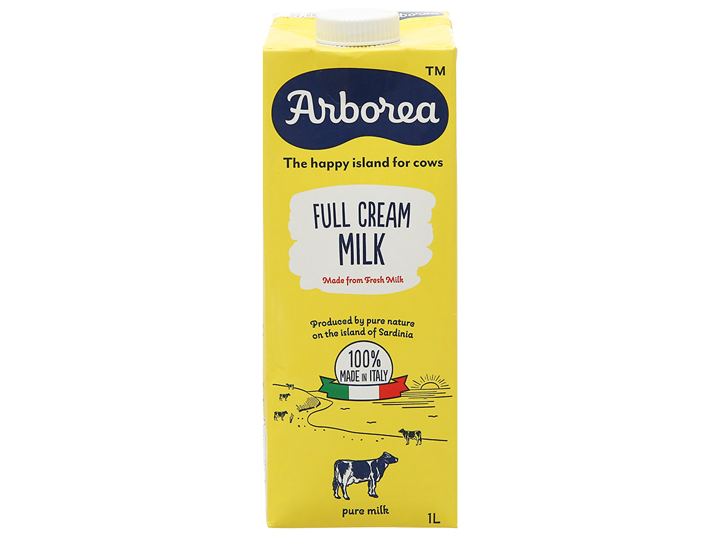 Sữa tươi tiệt trùng nguyên kem Arborea hộp 1 lít 3